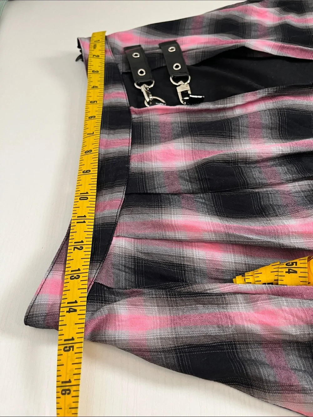 Disturbia Pink and Black Plaid Layered Cotton Mini Skirt Size 8 (UK 12)